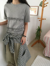 Ruffle short-sleeve T-shirt