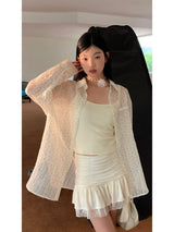 Lily frill shirring lace skirt