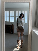 Demay Modern Basic Belt Mini Skirt