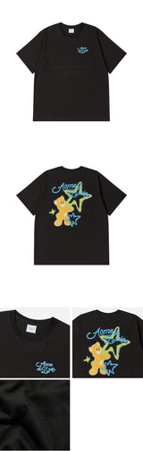 24FW スクリプトロゴベアアートワーク半袖Tシャツ ブラック
