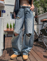 アイシングビンテージダメージバルーンデニムパンツ