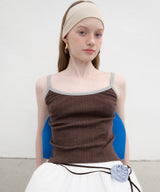 Ringer Sleeveless Top - Brown/Grey