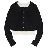 CHERRY KNIT-LIKE CARDIGAN [BLACK]