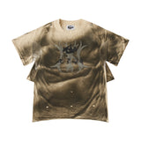 "CHAOS GIRL" ワックスドブラウンTシャツ