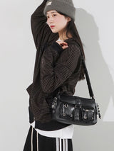 Cont Leather Pocket Shoulder Bag