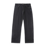 14oz デサイズドセルビッジローワイドレッグジーンズ-ブラック