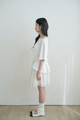 Big ribbon strap loose top - white