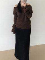 Candle off-shoulder knitwear (3 colors)