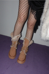TEDDY LACE UP FUR BOOTS