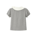 Lovie Check Ribbon Collar Blouse