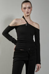 ODE DUAL BUTTON HALTER LONGSLEEVE