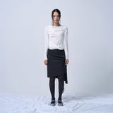 LAYERABLE BUTTON WRAP SKIRT (MELANGE CHARCOAL)