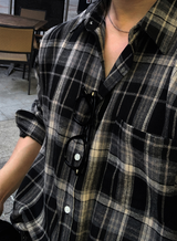 Landwai 3171 Daily Overfit Check Long Sleeve Shirt