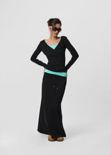[B-BASIC] Mid-Sweat Low-Waist Elastic Long Skirt
