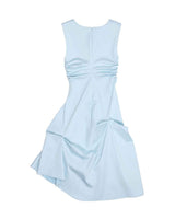DOZI - Sleeveless Pinched Long Dress _ SKY BLUE