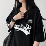 Tトラックライン Vネック半袖Tシャツ