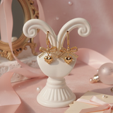 Coquette Laced Ribbon and Heart Huggies Piercing - Gold Color