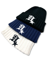 Ribbed D Symbol Cotton Beanie_Black