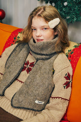 Stitch Wool Muffler [Gray]