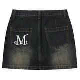 CRAIL BACK POCKET BIG LOGO DENIM SKIRT (2Color)