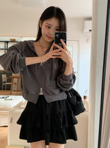 Everyday 2WAY Crop Loose Hood Zip-up (9color)