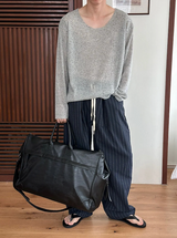 [Unisex] Linen stripe banding pants(2color)