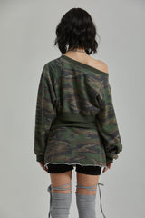 CAMO ONE SHOULDER T-SHIRT