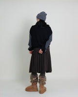Hakata Stripe Coloring String Knitwear Zip-Up