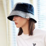 VZ Label Bleach Washing Denim Bucket Hat / Indigo