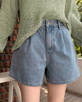 Goen ピンタックデニムショートパンツ