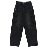 VINTAGE CARGO WIDE-FIT DENIM PANTS [BLACK]