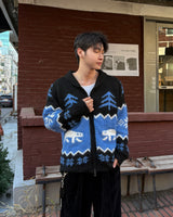 Winter wool knit zip-up