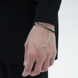 Men's ブレスレットブラックビーズサージカルスチール_CLEF ゲートシグナル