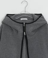 [unisex] ケニエフードカラーマッチングフリースジップアップジャンパー