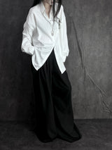 ダブルプリーツロングワイドスラックス