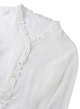 Frill v-neck blouse