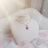 ロージーハートプリンセスレイヤードネックレス - ゴールドカラー (STAYC Seeun Necklace)