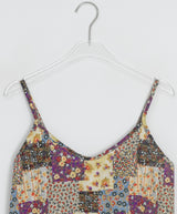 Mio Vintage Patchwork Bustier Sleeveless Blouse