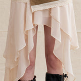 Layered asymmetrical check frill skirt