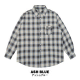 ワンポケットチェックシャツ (ASH BLUE)