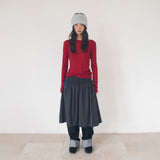 FLARE RIB SKIRT (CAHRCOAL)