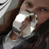 SVR-624 Silver 92.5 Wide Round Wave Flat Silver Ring