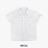 Minimal One-Pocket Roll-Up Short-Sleeve Shirt
