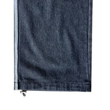 Gradient washing waist strap adjustable string three stripe track denim pants (2 colors)