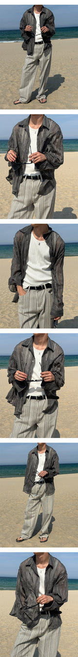 [Unisex] Summer check linen shirts(2color)