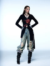 Emoha cosmo lady printed punk long shirt