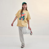 FLOWER DRAWING OVERSIZED T-SHIRT_YELLOW