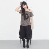 ミスティックワンショルダーTシャツ (BROWN) F25QB107