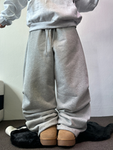 FLEECE❤RIVET TWO PIMTUCK LONG PANTS 🖤🤍🩶3COLOR
