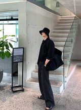 エヴァン クール ストライプ リネン バンディング パンツ
